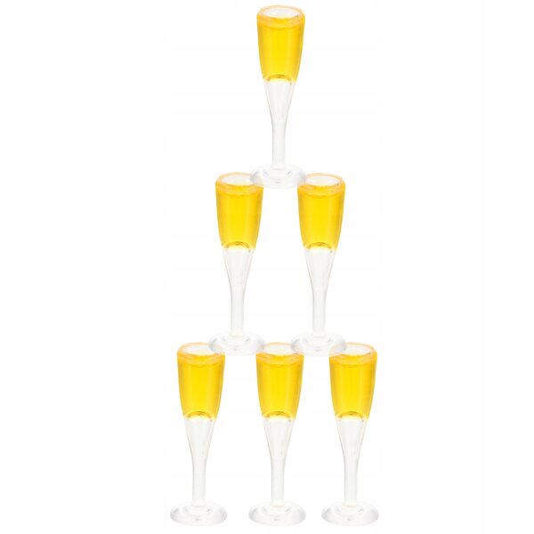 Set 6 Mini Calici da Champagne per Casa delle Bambole in Resina Realistica