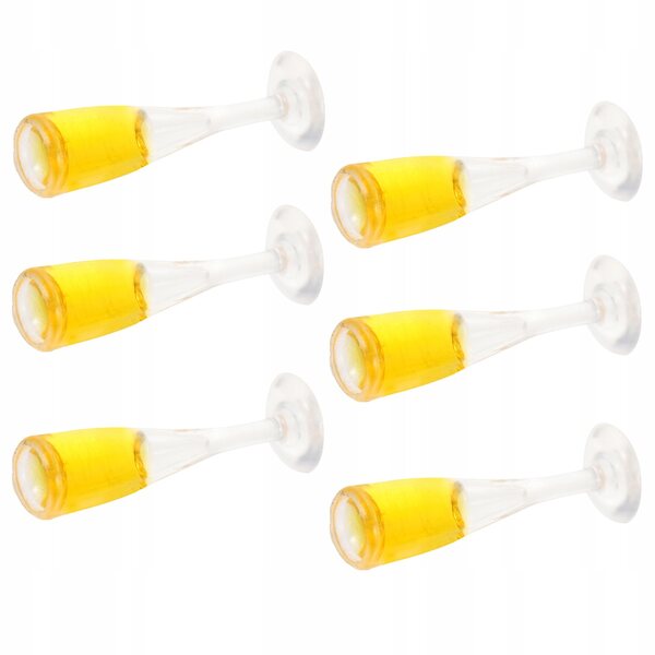 Set 6 Mini Calici da Champagne per Casa delle Bambole in Resina Realistica