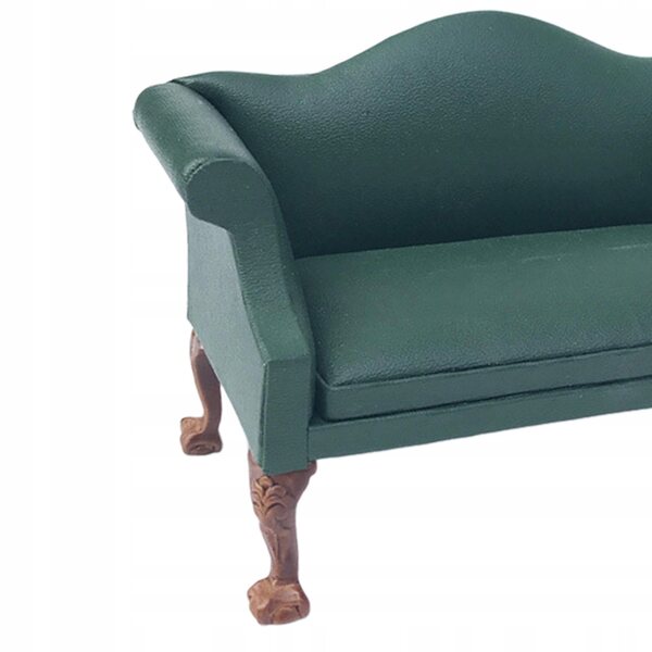 1:12 Miniatur-Sofa aus Holz und PU-Leder für Puppenhaus, Grün