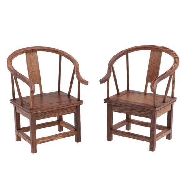 Tavolino da tè vintage Wenge + 2 poltrone in miniatura per una casa delle bambole 1/6
