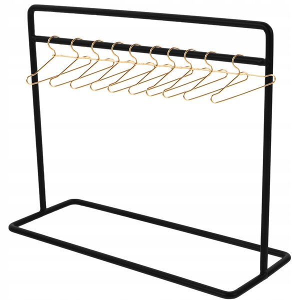 Mini-Möbelset: Eisenständer und Kleiderbügel für Puppenkleidung, Schwarz und Gold