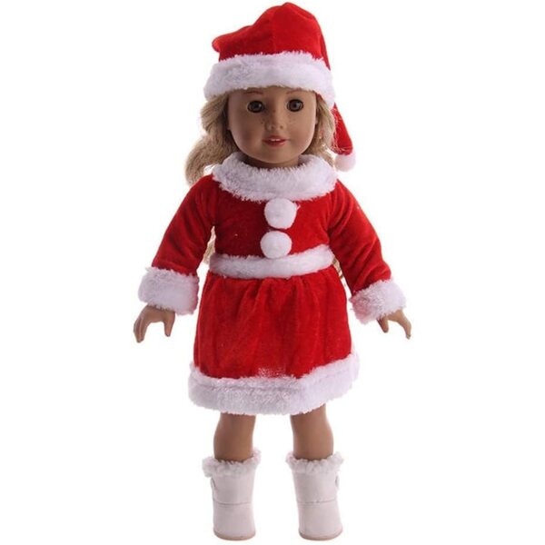 Abito Natalizio per Bambola da 46 cm con Cappello di Babbo Natale e Vestito Rosso