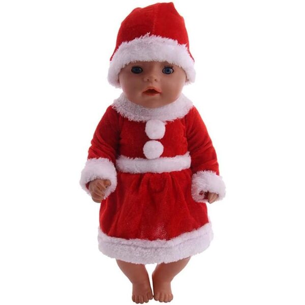 Abito Natalizio per Bambola da 46 cm con Cappello di Babbo Natale e Vestito Rosso