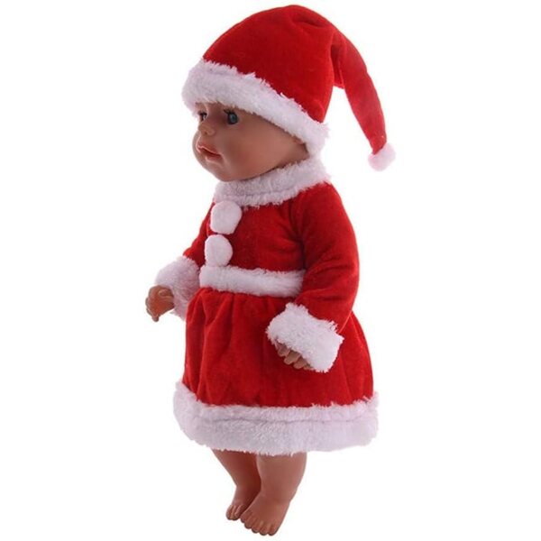 Abito Natalizio per Bambola da 46 cm con Cappello di Babbo Natale e Vestito Rosso