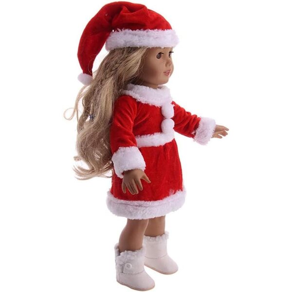 Abito Natalizio per Bambola da 46 cm con Cappello di Babbo Natale e Vestito Rosso