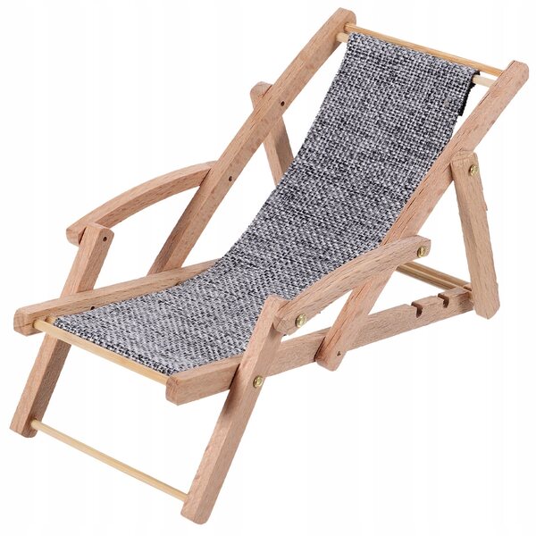Mini-Deko-Strandliegestuhl aus Holz und Stoff für Puppenhäuser