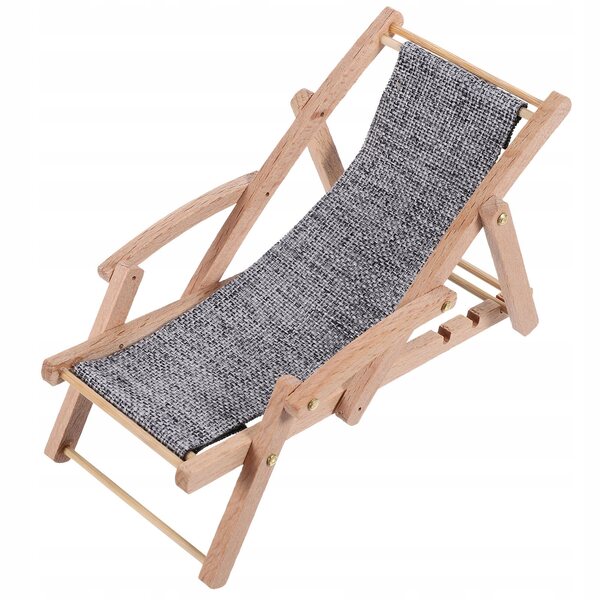 Mini-Deko-Strandliegestuhl aus Holz und Stoff für Puppenhäuser