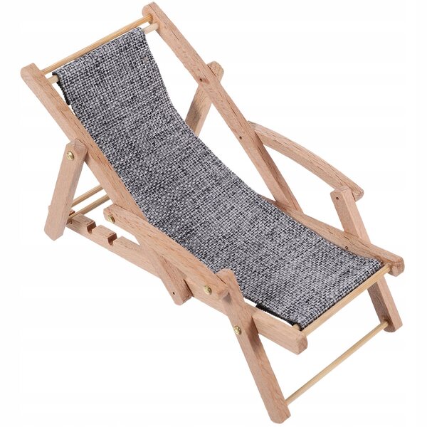 Mini-Deko-Strandliegestuhl aus Holz und Stoff für Puppenhäuser