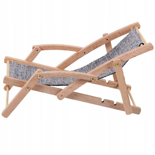 Mini-Deko-Strandliegestuhl aus Holz und Stoff für Puppenhäuser