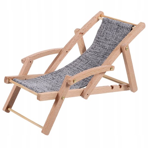 Mini-Deko-Strandliegestuhl aus Holz und Stoff für Puppenhäuser