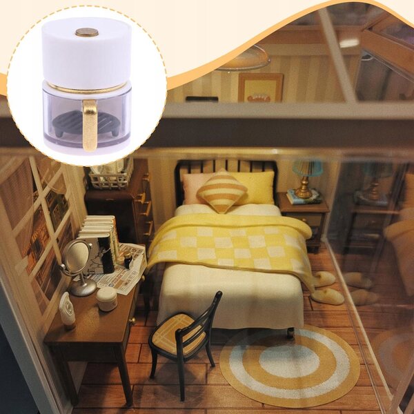 Mini Frytkownica 1:12 per Casa delle Bambole con Luce – Bianco Realistico