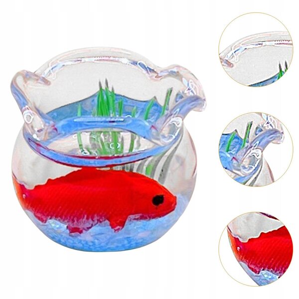 Aqaurio Miniatur 1:12 für Puppenhäuser mit Goldfisch aus Kunstharz