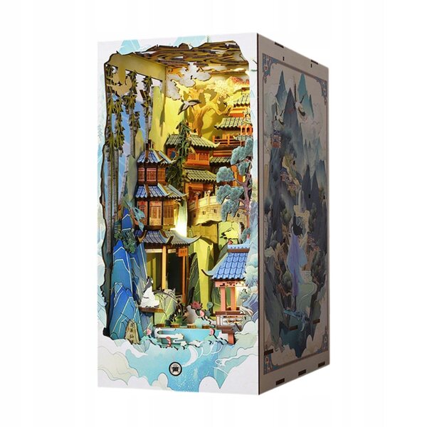 Kit DIY Supporto per Libri in Legno con Luci LED e Puzzle 3D per Decorare la Libreria