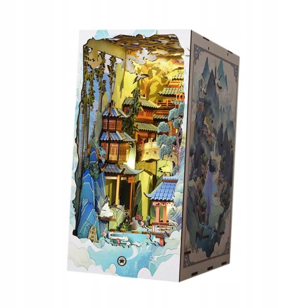 Kit DIY Supporto per Libri in Legno con Luci LED e Puzzle 3D per Decorare la Libreria