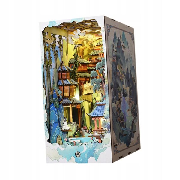 Kit DIY Supporto per Libri in Legno con Luci LED e Puzzle 3D per Decorare la Libreria