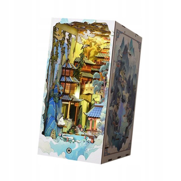Kit DIY Supporto per Libri in Legno con Luci LED e Puzzle 3D per Decorare la Libreria
