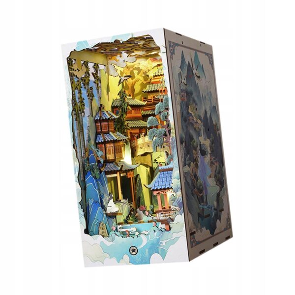 Kit DIY Supporto per Libri in Legno con Luci LED e Puzzle 3D per Decorare la Libreria