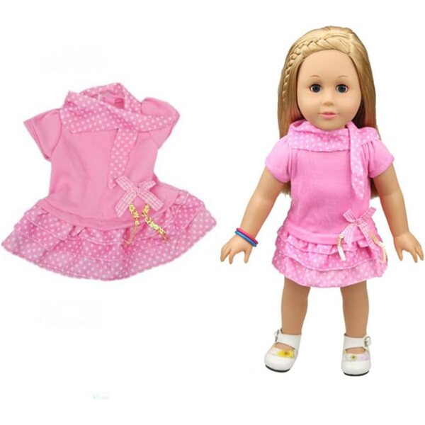 Abito Rosa Casual per Bambola Americana 18 pollici con Accessori Inclusi