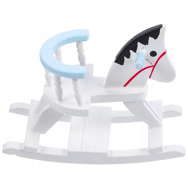 DREWNIANY MINI KONIK NA BIEGUNACH DEKORACYJNY DO MINIATUROWYCH MEBLI