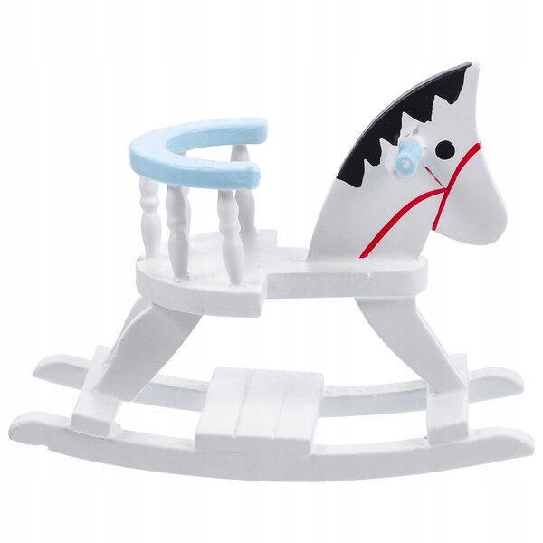 DREWNIANY MINI KONIK NA BIEGUNACH DEKORACYJNY DO MINIATUROWYCH MEBLI