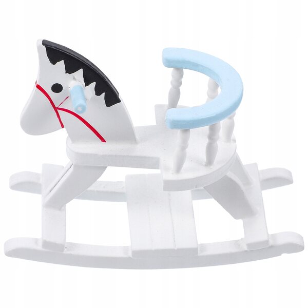 DREWNIANY MINI KONIK NA BIEGUNACH DEKORACYJNY DO MINIATUROWYCH MEBLI