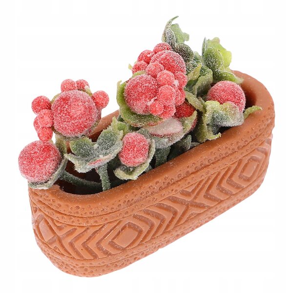 Mini Bonsai Decorativo Rosso per Casa delle Bambole, Modello Realistico 5x3 cm
