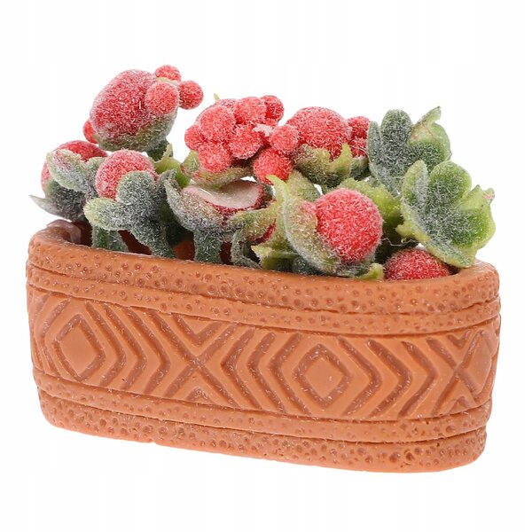 Mini Bonsai Decorativo Rosso per Casa delle Bambole, Modello Realistico 5x3 cm
