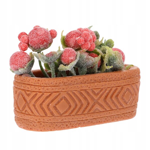Mini Bonsai Decorativo Rosso per Casa delle Bambole, Modello Realistico 5x3 cm