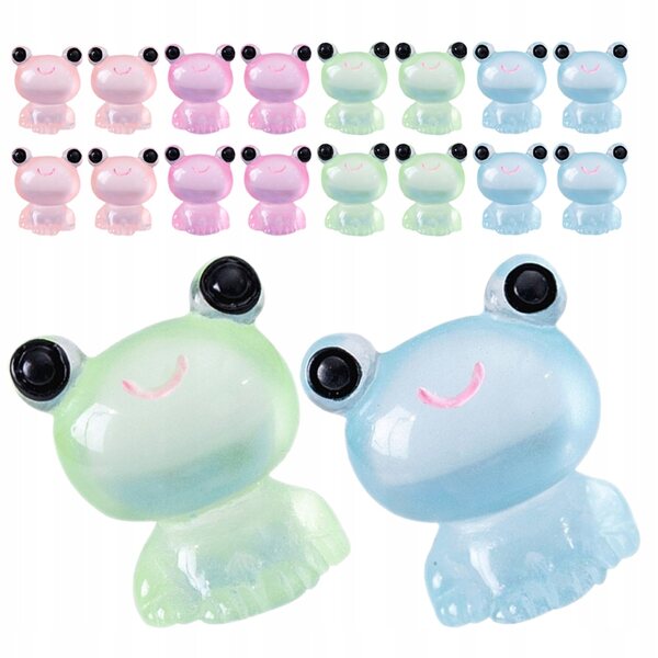 Set 20 Miniature Rane Luminescenti in Resina per Decorazione Giardino e Casa