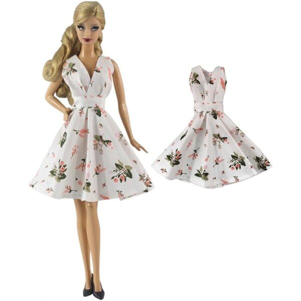 Abito Bianco Floreale 11"/30cm per Bambola BJD 1/6 - Vestito Elegante