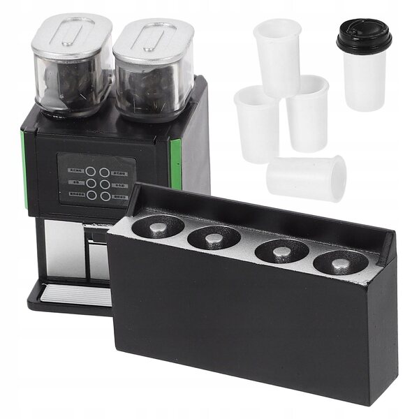 Mini dispenser caffè decorativo per casetta delle bambole in plastica nera