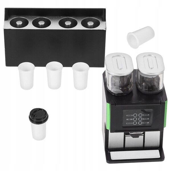 Mini dispenser caffè decorativo per casetta delle bambole in plastica nera