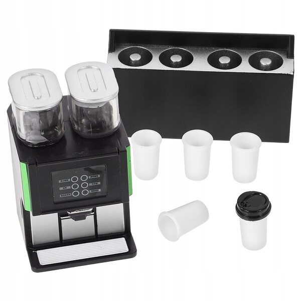 Mini dispenser caffè decorativo per casetta delle bambole in plastica nera