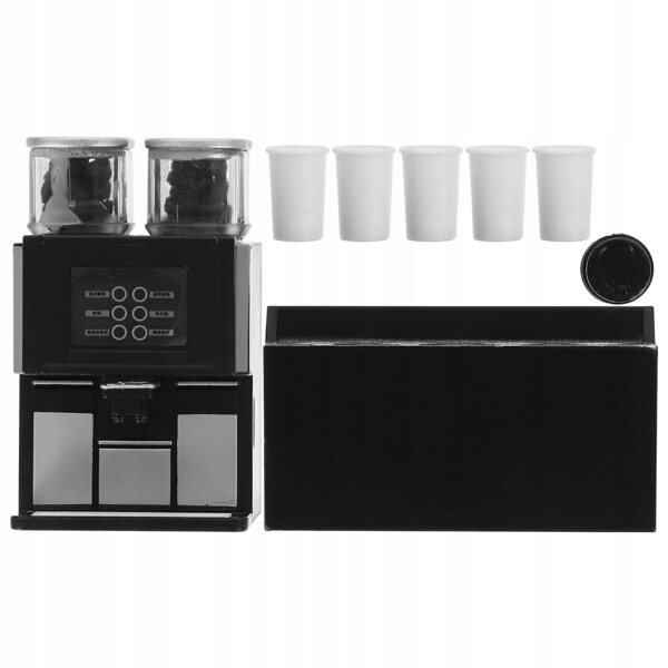 Mini dispenser caffè decorativo per casetta delle bambole in plastica nera
