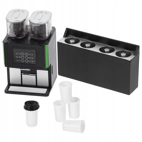 Mini dispenser caffè decorativo per casetta delle bambole in plastica nera