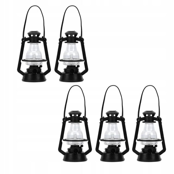 Lot de 5 mini lampes à huile noires pour décorations et maisons de poupées