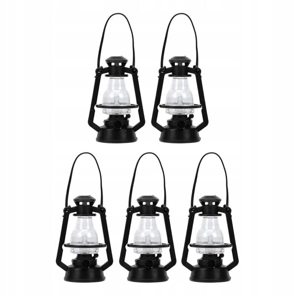 Lot de 5 mini lampes à huile noires pour décorations et maisons de poupées