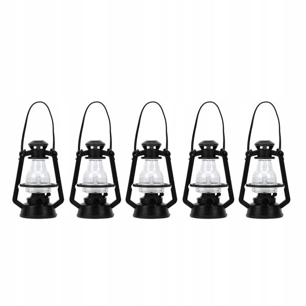 Lot de 5 mini lampes à huile noires pour décorations et maisons de poupées