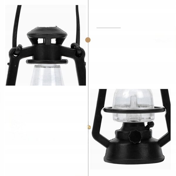 Lot de 5 mini lampes à huile noires pour décorations et maisons de poupées
