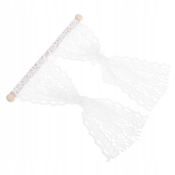 Mini tendine bianche in legno e pizzo per casa delle bambole, eleganti e realistiche