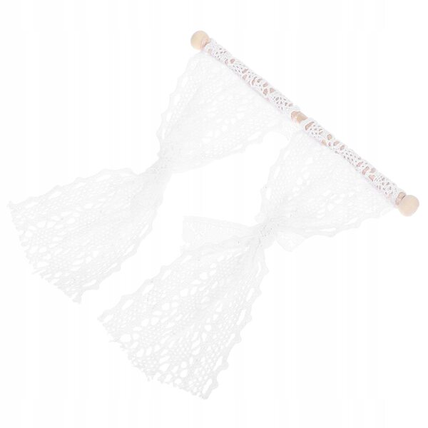 Mini tendine bianche in legno e pizzo per casa delle bambole, eleganti e realistiche