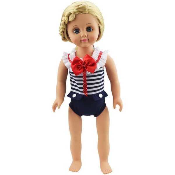 Gestreifter Overall für 46 cm große Puppen. Modekleidung für amerikanische Puppen