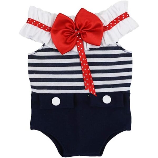 Gestreifter Overall für 46 cm große Puppen. Modekleidung für amerikanische Puppen