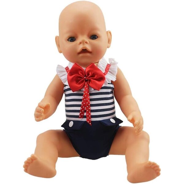Gestreifter Overall für 46 cm große Puppen. Modekleidung für amerikanische Puppen
