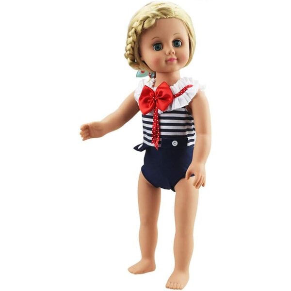 Gestreifter Overall für 46 cm große Puppen. Modekleidung für amerikanische Puppen