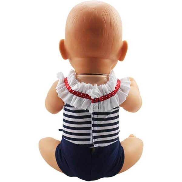 Gestreifter Overall für 46 cm große Puppen. Modekleidung für amerikanische Puppen