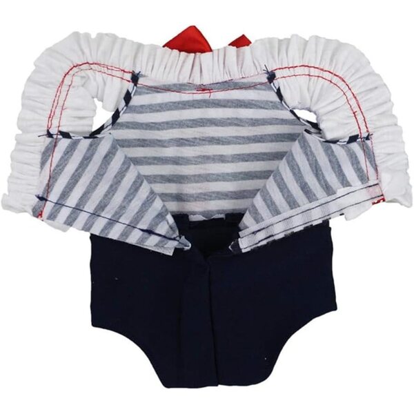 Gestreifter Overall für 46 cm große Puppen. Modekleidung für amerikanische Puppen