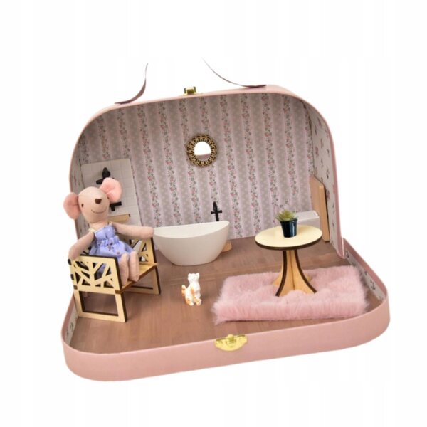 Komplettes Badezimmermöbel-Set aus Holz für Puppenhaus im Maßstab 1:12