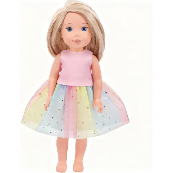 Abito Casual con Paillettes Arcobaleno per Bambola Americana 46 cm