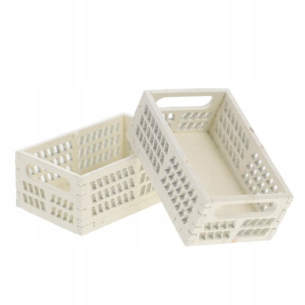 Mini cassette in legno bianche per decorazione case delle bambole 2 pezzi